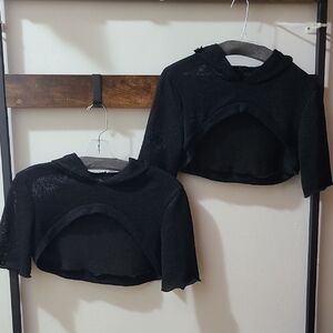 Black Hooded Crop Tops Wardrobing Set Of 2 Hoods Removed (🛍 Bundle ANY 6/$36)